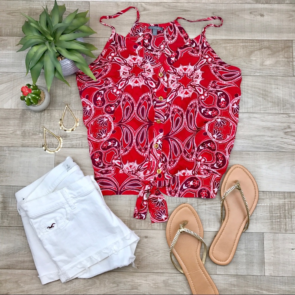 Charlotte Russe red floral tank size s